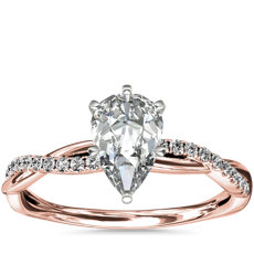 Petite bague de fiançailles diamant torsadée en or rose 14 carats(0,10 carat, poids total)